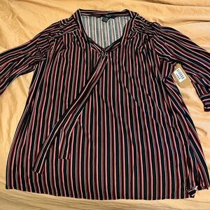 Chic Black and Red Striped Blouse